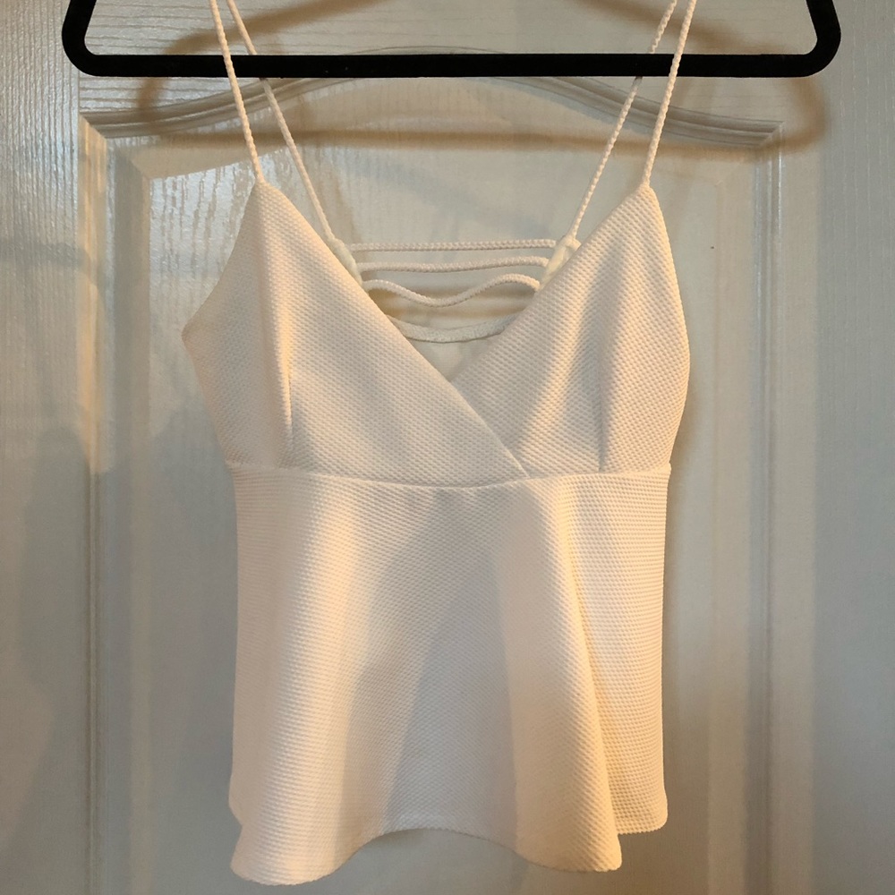 Super Flattering White Deep V Tank Top